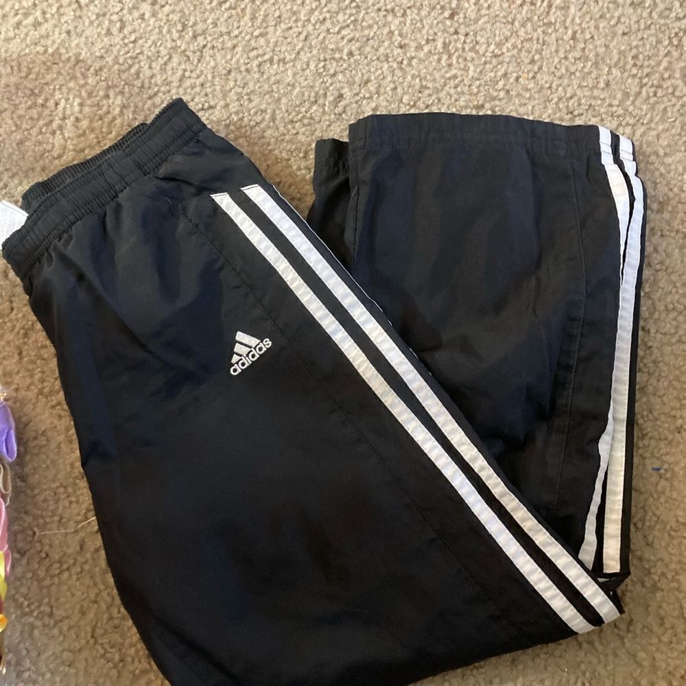 Boys Adidas Black and White Athletic Sweatpants